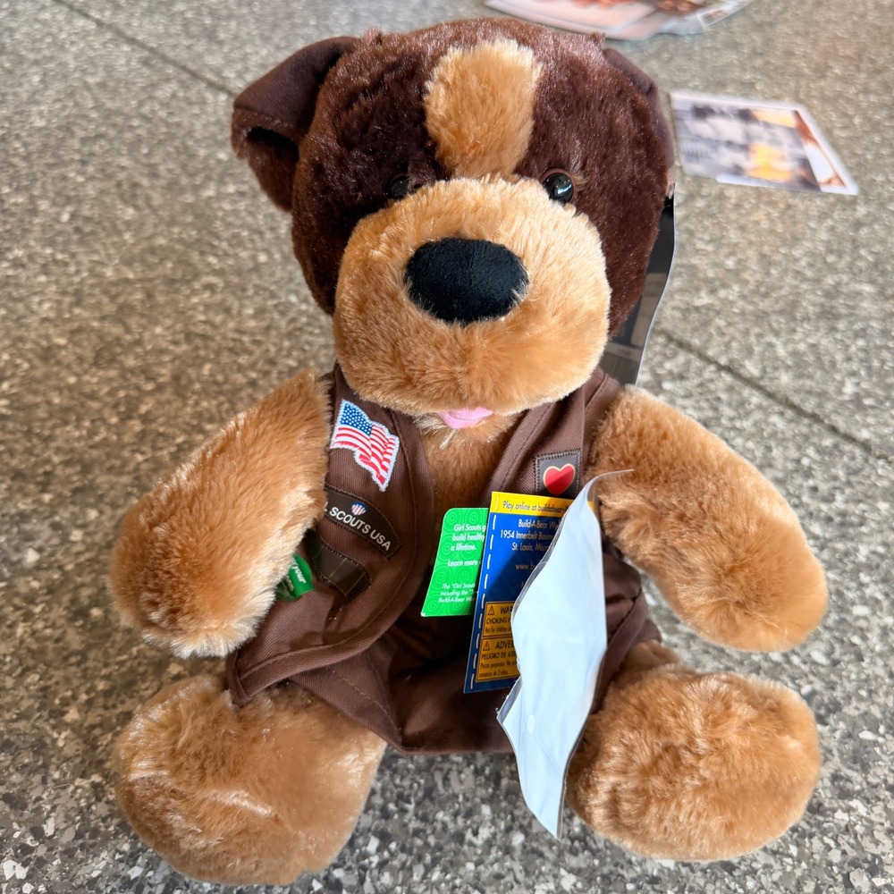 Build-A-Bear Girl Scouts USA Brownie Puppy Dog Plush Brown Vest NWT 2011